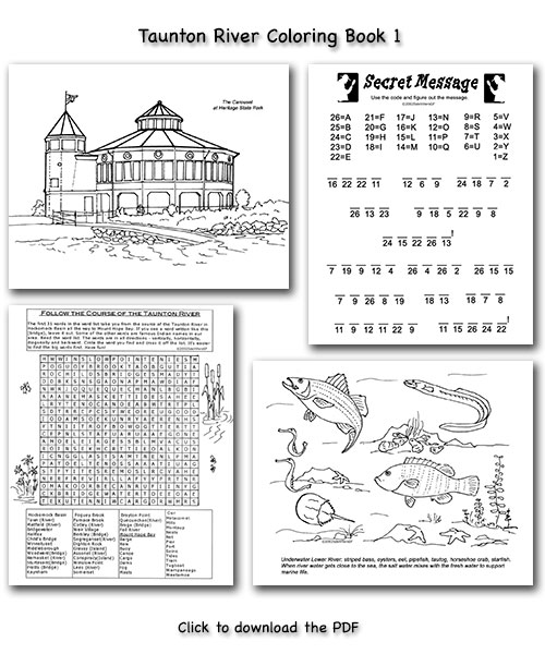 Taunton River Coloring Book Sample and Link to download